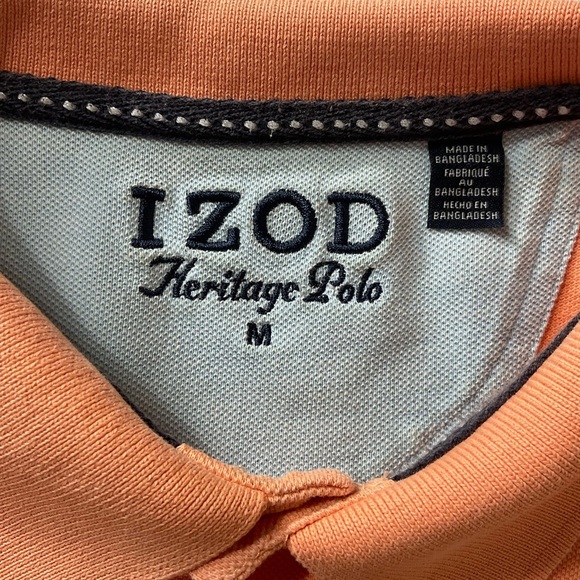 IZOD Cotton Soft Orange Short Sleeve Heritage Polo Collared Men Size Medium - Picture 6 of 7